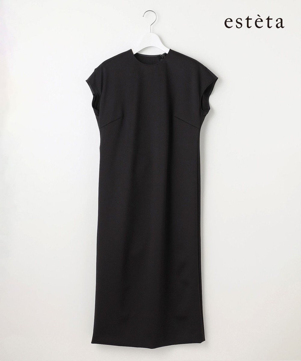 【23区/NIJYUSANKU】の【エステータ】スキューバ フレンチスリーブ ワンピース インテリア・キッズ・メンズ・レディースファッション・服の通販 founy(ファニー) 　ファッション　Fashion　レディースファッション　Fashion for Women　ワンピース　Dresses　春　Spring　ストレッチ　Stretch, Stretchy Fabric　スリーブ　Sleeve, Long Sleeve / Short Sleeve　フレンチ　French, French Style　S/S・春夏　SS, Spring/Summer, Warm Season　夏　Summer　旅行　Travel　ビジネス 仕事 通勤　Business / Work / Commuting　ブラック系|ID: prp329100004564993 ipo3291000000033568605