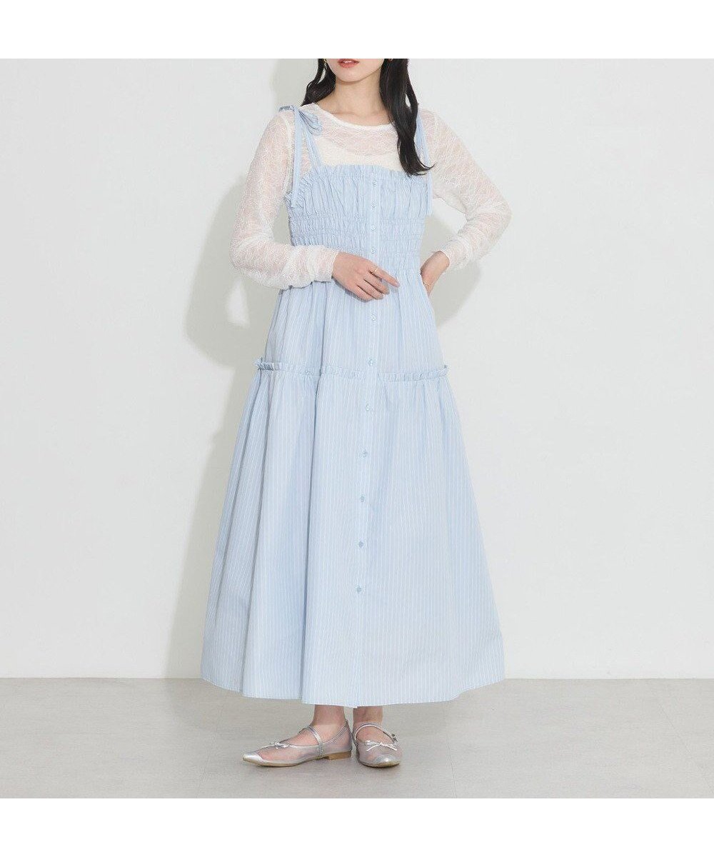 【アースミュージックアンドエコロジー/earth music&ecology】のギャザーティアードキャミドレ 人気、トレンドファッション・服の通販 founy(ファニー) 　ファッション　Fashion　レディースファッション　Fashion for Women　ワンピース　Dresses　インナー　Innerwear　キャミソール　Camisole, Spaghetti Strap Top　ギャザー　Gathered, Ruffled　シャーリング　Shirring, Ruched　ストライプ　Stripe, Striped Pattern　ダウン　Down, Puffer　ティアード　Tiered, Tiered Style　ドレス　Dress, One-Piece　フリル　Frill, Ruffle　ポケット　Pocket, Pocket Detail　夏　Summer　春　Spring　S/S・春夏　SS, Spring/Summer, Warm Season　 other-1|ID: prp329100004565053 ipo3291000000032734010