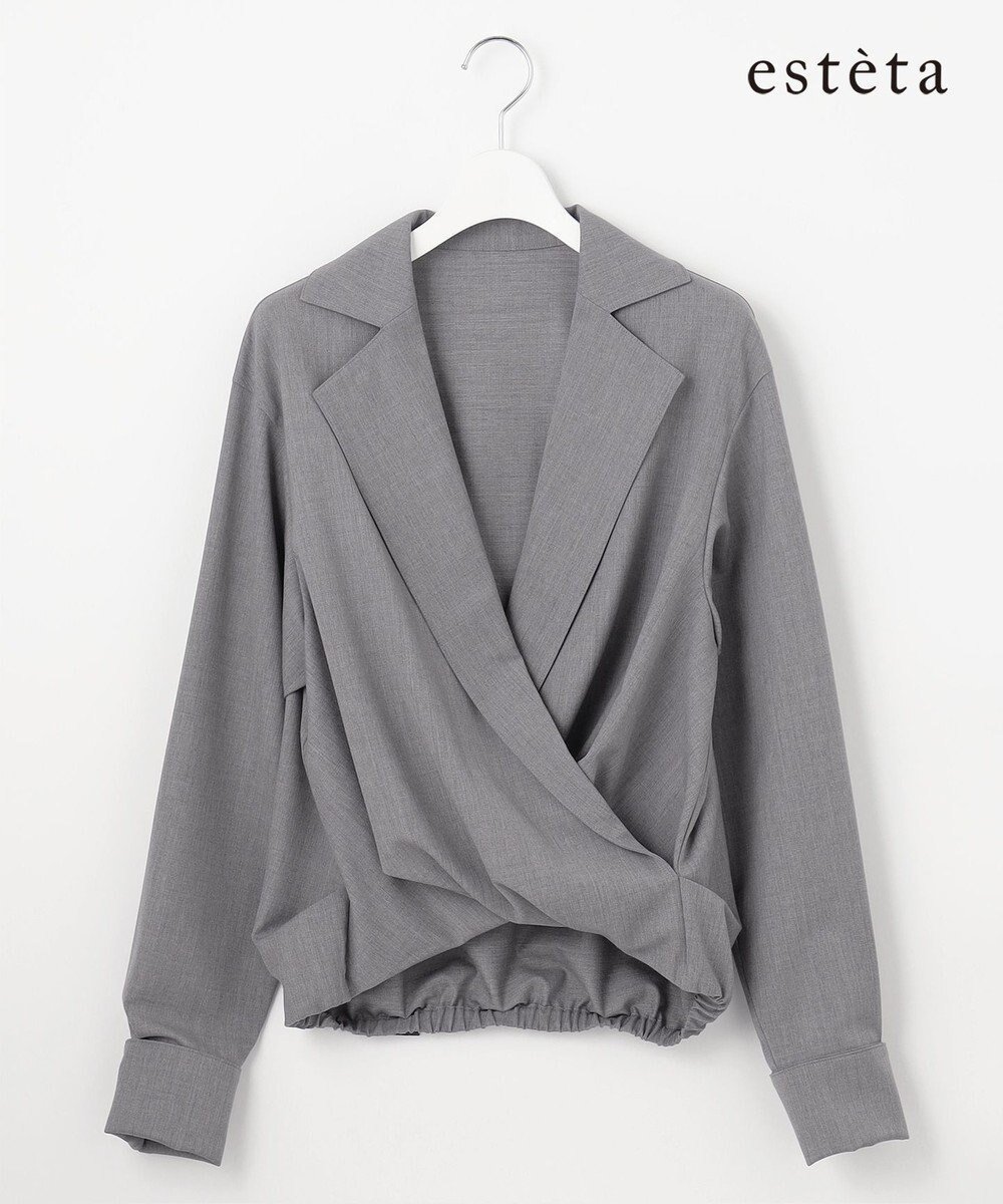 【23区/NIJYUSANKU】の【エステータ】ウールシルクギャバジン テーラードブラウス インテリア・キッズ・メンズ・レディースファッション・服の通販 founy(ファニー)  ファッション Fashion レディースファッション Fashion for Women トップス・カットソー Cut & Sew Tops シャツ・ブラウス・オフィスカジュアル Elegant Blouses & Button-Ups エレガント 上品 Elegant 春 Spring 秋 Autumn ギャザー Gathered, Ruffled シルク Silk, 100% Silk ストレッチ Stretch, Stretchy Fabric テーラード Tailored, Tailored Fit パール Pearl, Pearl Accent ブラウジング Blouson Silhouette, Cinched Waist ミックス Mix, Mixed Style S/S・春夏 SS, Spring/Summer, Warm Season おすすめ Recommended / Our Picks 夏 Summer ライトグレー系|ID: prp329100004565067 ipo3291000000034364863