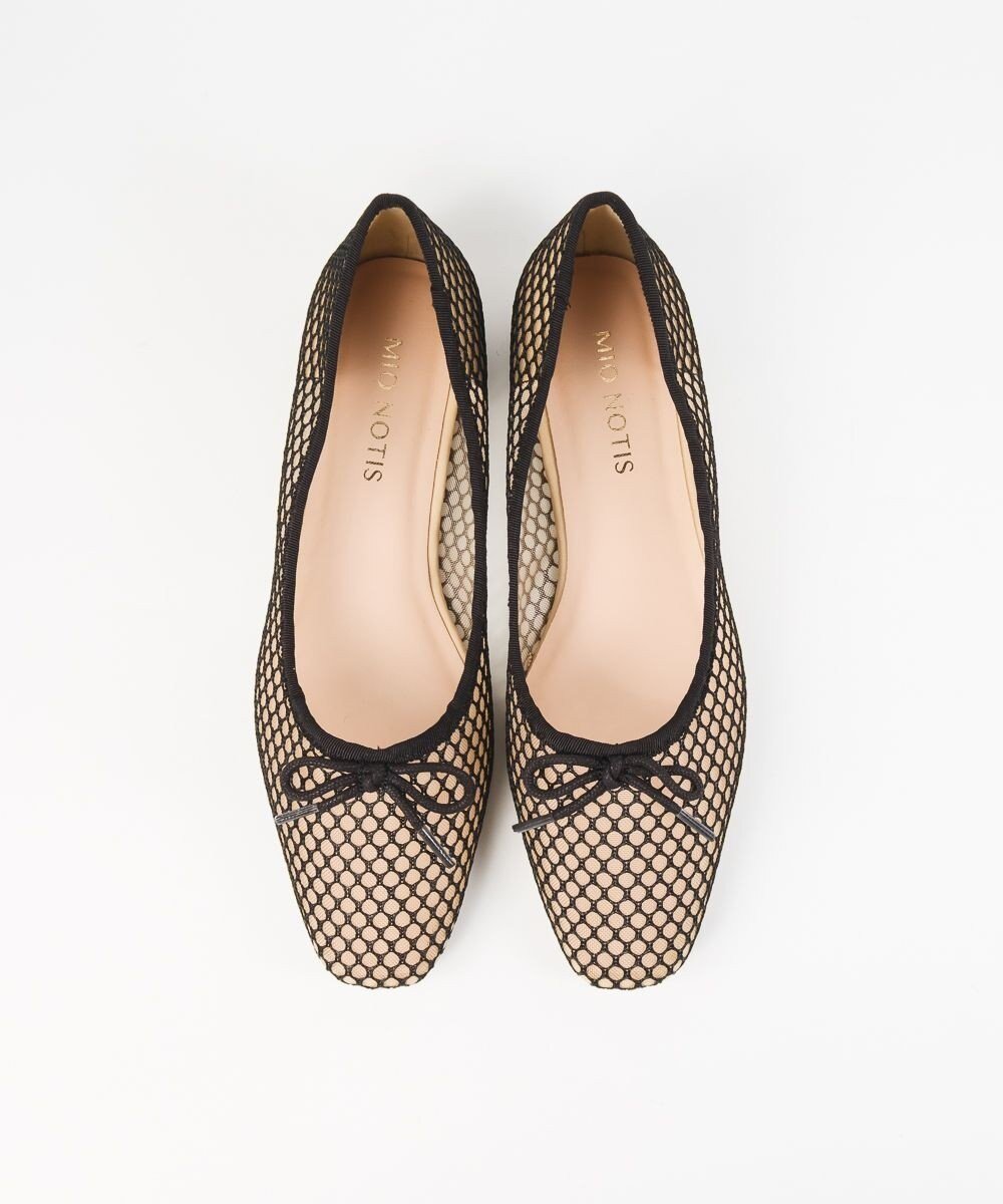 【ボントレ/BONTRE】の【MIONOTIS/ミオノティス】フィッシュネットバレエシューズ/50113 インテリア・キッズ・メンズ・レディースファッション・服の通販 founy(ファニー) 　ファッション　Fashion　レディースファッション　Fashion for Women　春　Spring　シューズ　Shoes, Footwear　ソックス　Socks, Hosiery　定番　Standard, Basic Item　バランス　Balance, Style Balance　バレエ　Ballet, Ballet Style　フロント　Front, Front Design　メッシュ　Mesh, Net Fabric　リボン　Ribbon, Bow　S/S・春夏　SS, Spring/Summer, Warm Season　夏　Summer　エレガント 上品　Elegant　ブラック/コンビ|ID: prp329100004565414 ipo3291000000034695985