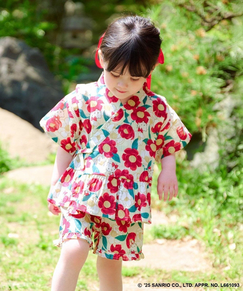 【エニファム/any FAM / KIDS】の【any FAM×サンリオキャラクターズ】2WAY 甚平セット インテリア・キッズ・メンズ・レディースファッション・服の通販 founy(ファニー) 　ファッション　Fashion　キッズファッション　Fashion for Kids　春　Spring　キャラクター　Character, Licensed Characters　スマホ　Smartphone, Mobile Device　セパレート　Separate, Two-Piece　トレンド　Trend, Trending Now　フリル　Frill, Ruffle　モチーフ　Motif, Design Theme　水着　Swimsuit, Swimwear　レース　Lace, Lace Fabric　S/S・春夏　SS, Spring/Summer, Warm Season　おすすめ　Recommended / Our Picks　夏　Summer　ハローキティ×牡丹|ID: prp329100004565419 ipo3291000000032287285