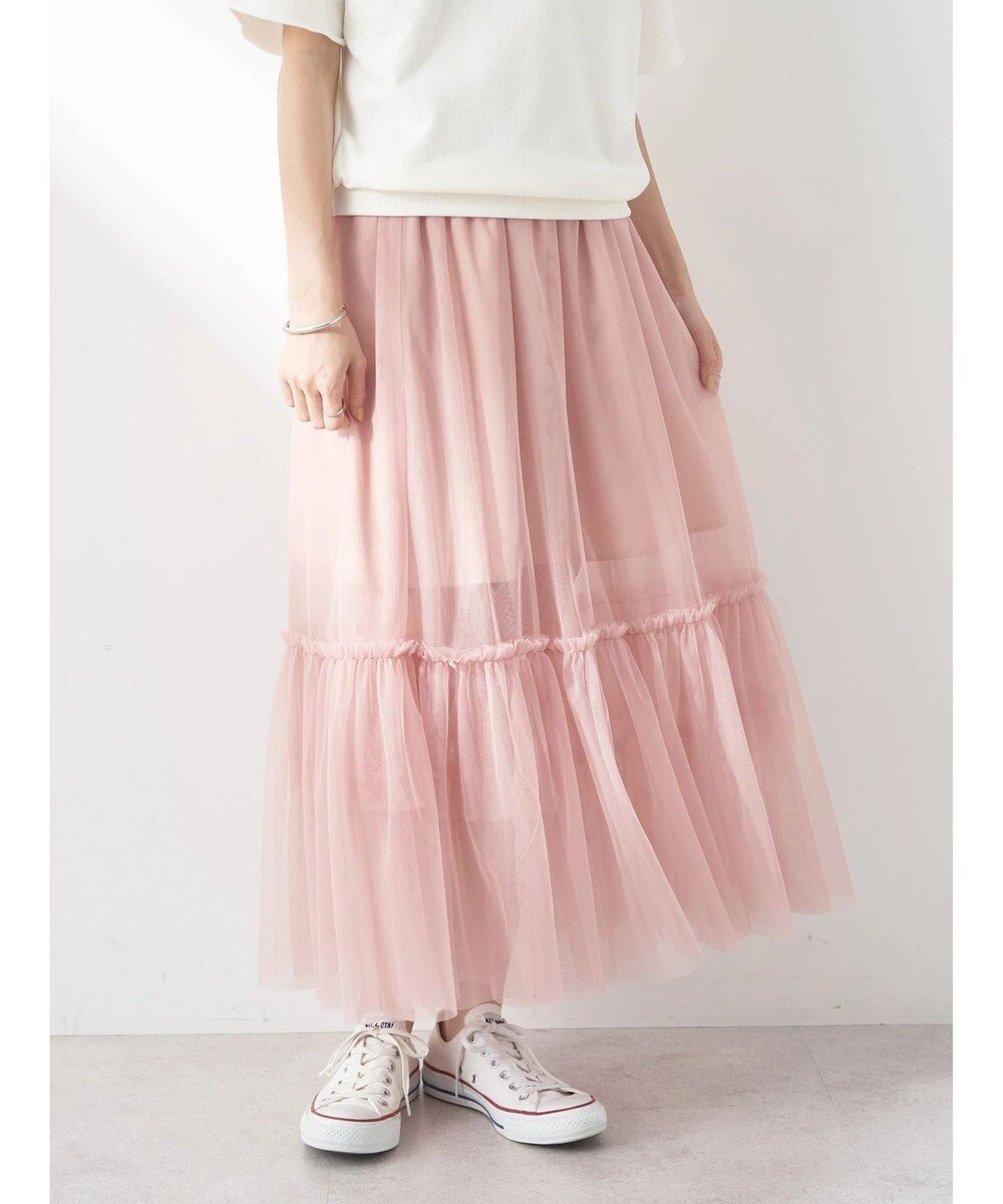 【アースミュージックアンドエコロジー/earth music&ecology】のティアードチュールスカート インテリア・キッズ・メンズ・レディースファッション・服の通販 founy(ファニー) ファッション Fashion レディースファッション Fashion for Women スカート Skirts ギャザー Gathered, Ruffled チュール Tulip, Tulip Motif ティアードスカート Tiered Skirt, Flounced Skirt フリル Frill, Ruffle ポケット Pocket, Pocket Detail 夏 Summer 春 Spring S/S・春夏 SS, Spring/Summer, Warm Season Pink|ID: prp329100004565529 ipo3291000000034282601