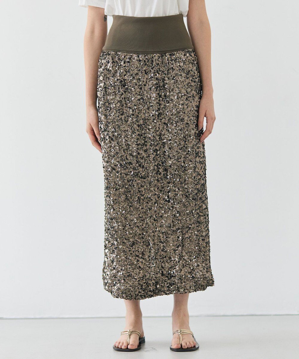 【ベイジ,/BEIGE,】の【洗える】ALYSSUME / スパンコールストレッチニットスカート インテリア・キッズ・メンズ・レディースファッション・服の通販 founy(ファニー) 　ファッション　Fashion　レディースファッション　Ladies' Fashion Online　スカート　Skirt　春　Spring　洗える　Washable　カットソー　Cut And Sew　シューズ　Shoes　ジャケット　Jacket　ジャージー　Jersey　スパンコール　Sequins　スリット　Slit　ランダム　Random　S/S・春夏　Ss・Spring/Summer　夏　Summer　エレガント 上品　Elegant　Khaki|ID: prp329100004565550 ipo3291000000032681358