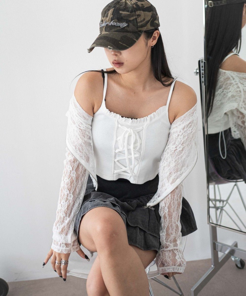 【ウィゴー/WEGO】のレースアップデザインキャミ インテリア・キッズ・メンズ・レディースファッション・服の通販 founy(ファニー) 　ファッション　Fashion　レディースファッション　WOMEN　トップス・カットソー　Tops/Tshirt　キャミソール / ノースリーブ　No Sleeves　NEW・新作・新着・新入荷　New Arrivals　おすすめ　Recommend　インナー　Inner　キャミソール　Camisole　スマホ　Smartphone　チューブ　Tube　トレンド　Trend　ハーフ　Half　パーカー　Hoodie　フリル　Frills　ボトム　Bottom　夏　Summer　春　Spring　S/S・春夏　Ss・Spring/Summer　ホワイト|ID: prp329100004565564 ipo3291000000032288522