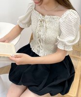 【ウィゴー/WEGO】のレースアップシャーリングブラウス 人気、トレンドファッション・服の通販 founy(ファニー) ファッション Fashion レディースファッション Ladies' Fashion Online トップス・カットソー Tops/Tshirt シャツ/ブラウス Shirts/Blouses シャーリング Shirring スマホ Smartphone デニム Denim トレンド Trend ドット Dot バレエ Ballet フリル Frills 夏 Summer 春 Spring S/S・春夏 Ss・Spring/Summer 水玉 Polka Dots |ID:prp329100004565567