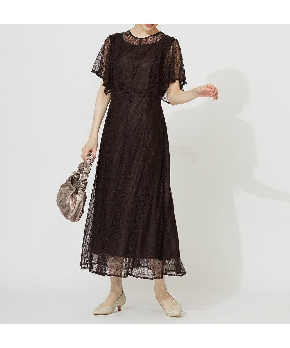 【エニィ スィス/any SiS】の【洗える】ストライプレーシー ドレス インテリア・キッズ・メンズ・レディースファッション・服の通販 founy(ファニー) 　ファッション　Fashion　レディースファッション　Ladies' Fashion Online　ワンピース　Dress　ドレス　Party Dresses　おすすめ　Recommend　カーディガン　Cardigan　コンパクト　Compact　サテン　Satin　ジャケット　Jacket　ストライプ　Stripe　ドレス　Dress　レース　Race　夏　Summer　NEW・新作・新着・新入荷　New Arrivals　春　Spring　S/S・春夏　Ss・Spring/Summer　洗える　Washable　ブラウン|ID: prp329100004565580 ipo3291000000032349645