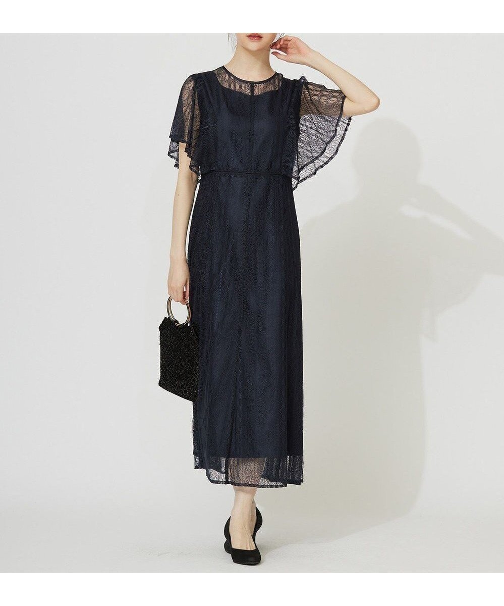 【エニィ スィス/any SiS】の【洗える】ストライプレーシー ドレス インテリア・キッズ・メンズ・レディースファッション・服の通販 founy(ファニー) 　ファッション　Fashion　レディースファッション　Ladies' Fashion Online　ワンピース　Dress　ドレス　Party Dresses　おすすめ　Recommend　カーディガン　Cardigan　コンパクト　Compact　サテン　Satin　ジャケット　Jacket　ストライプ　Stripe　ドレス　Dress　レース　Race　夏　Summer　NEW・新作・新着・新入荷　New Arrivals　春　Spring　S/S・春夏　Ss・Spring/Summer　洗える　Washable　ネイビー|ID: prp329100004565580 ipo3291000000032349648