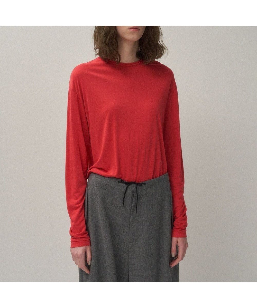 【エイトン/ATON】のMODAL SILK JERSEY クルーネックプルオーバー インテリア・キッズ・メンズ・レディースファッション・服の通販 founy(ファニー) 　ファッション　Fashion　レディースファッション　Fashion for Women　トップス・カットソー　Cut & Sew Tops　シャツ・ブラウス・オフィスカジュアル　Elegant Blouses & Button-Ups　ロングTシャツ・Tシャツ　Longline T-Shirts & Tees　カジュアルプルオーバー・ニットトップス　Pullovers & Knit Tops / Casual Pullovers　カットソー・ベーシックTシャツ　Cut-and-Sewn Tops / Stretch Tees & Basics　新作・新入荷　New Arrivals / New In　インナー　Innerwear　カットソー　Cut and Sewn Top　シルク　Silk, 100% Silk　タートルネック　Turtleneck, High Neck　ボトム　Bottoms, Lower Wear　レギュラー　Regular, Standard Fit　夏　Summer　S/S・春夏　SS, Spring/Summer, Warm Season　A/W・秋冬　Autumn/Winter　長袖　Long Sleeve, Full Sleeve　RED|ID: prp329100004566786 ipo3291000000032722093