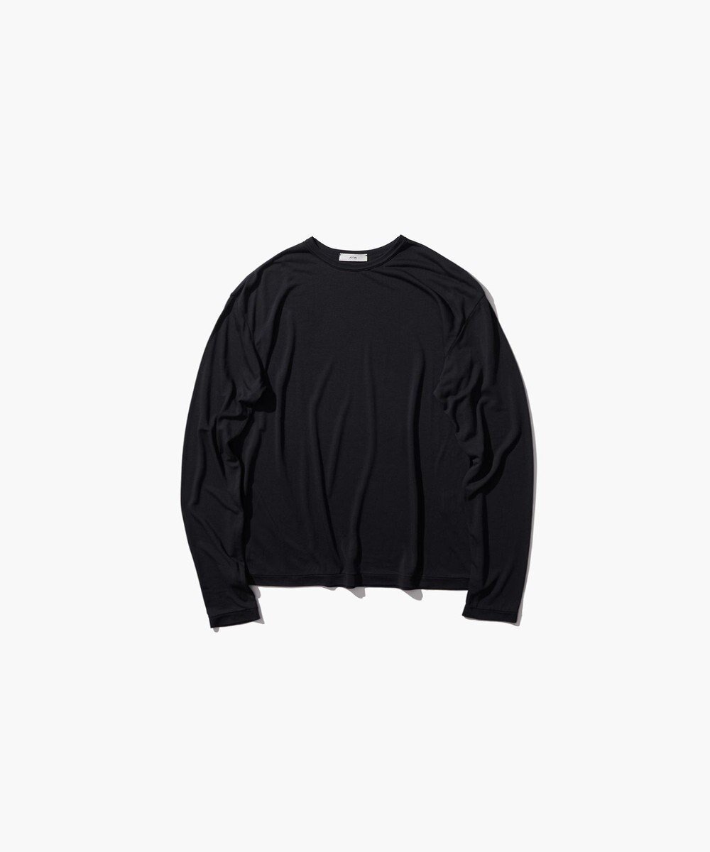 【エイトン/ATON】のMODAL SILK JERSEY クルーネックプルオーバー インテリア・キッズ・メンズ・レディースファッション・服の通販 founy(ファニー) 　ファッション　Fashion　レディースファッション　Fashion for Women　トップス・カットソー　Cut & Sew Tops　シャツ・ブラウス・オフィスカジュアル　Elegant Blouses & Button-Ups　ロングTシャツ・Tシャツ　Longline T-Shirts & Tees　カジュアルプルオーバー・ニットトップス　Pullovers & Knit Tops / Casual Pullovers　カットソー・ベーシックTシャツ　Cut-and-Sewn Tops / Stretch Tees & Basics　新作・新入荷　New Arrivals / New In　インナー　Innerwear　カットソー　Cut and Sewn Top　シルク　Silk, 100% Silk　タートルネック　Turtleneck, High Neck　ボトム　Bottoms, Lower Wear　レギュラー　Regular, Standard Fit　夏　Summer　S/S・春夏　SS, Spring/Summer, Warm Season　A/W・秋冬　Autumn/Winter　長袖　Long Sleeve, Full Sleeve　BLACK|ID: prp329100004566786 ipo3291000000032722095