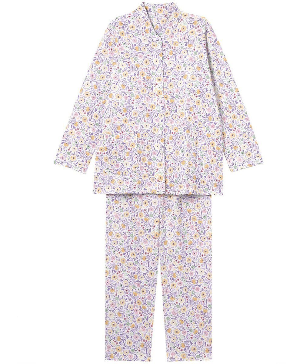 【ウィング/Wing】のパジャマ 長袖 長ズボン 綿混(本体) あったか レディース EP6010 ウイング/ワコール インテリア・キッズ・メンズ・レディースファッション・服の通販 founy(ファニー) 　ファッション　Fashion　レディースファッション　Fashion for Women　トップス・カットソー　Cut & Sew Tops　カラフル　Colorful Design　キルト　Quilt, Quilted Fabric　スタンド　Stand Collar, Upright Stand　センター　Center, Center Line　長袖　Long Sleeve, Full Sleeve　パジャマ　Pajamas, Sleepwear　プリント　Print, Printed Pattern　パープル|ID: prp329100004567043 ipo3291000000033491003
