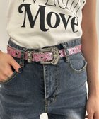 【ウィゴー/WEGO】のLビジューバックルラメベルト ピンク|ID: prp329100004567142 ipo3291000000032301523