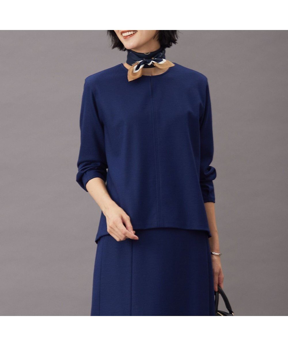 【ジェイ プレス/J.PRESS】のウールスムース ペプラム カットソー インテリア・キッズ・メンズ・レディースファッション・服の通販 founy(ファニー) 　ファッション　Fashion　レディースファッション　Fashion for Women　トップス・カットソー　Cut & Sew Tops　シャツ・ブラウス・オフィスカジュアル　Elegant Blouses & Button-Ups　ロングTシャツ・Tシャツ　Longline T-Shirts & Tees　カットソー・ベーシックTシャツ　Cut-and-Sewn Tops / Stretch Tees & Basics　カットソー　Cut and Sewn Top　スリット　Slit, Slit Detail　スリーブ　Sleeve, Long Sleeve / Short Sleeve　フェミニン　Feminine, Girly　ペプラム　Peplum, Flared Hem　エレガント 上品　Elegant　A/W・秋冬　Autumn/Winter　ビジネス 仕事 通勤　Business / Work / Commuting　ブルー系|ID: prp329100004567148 ipo3291000000033568830