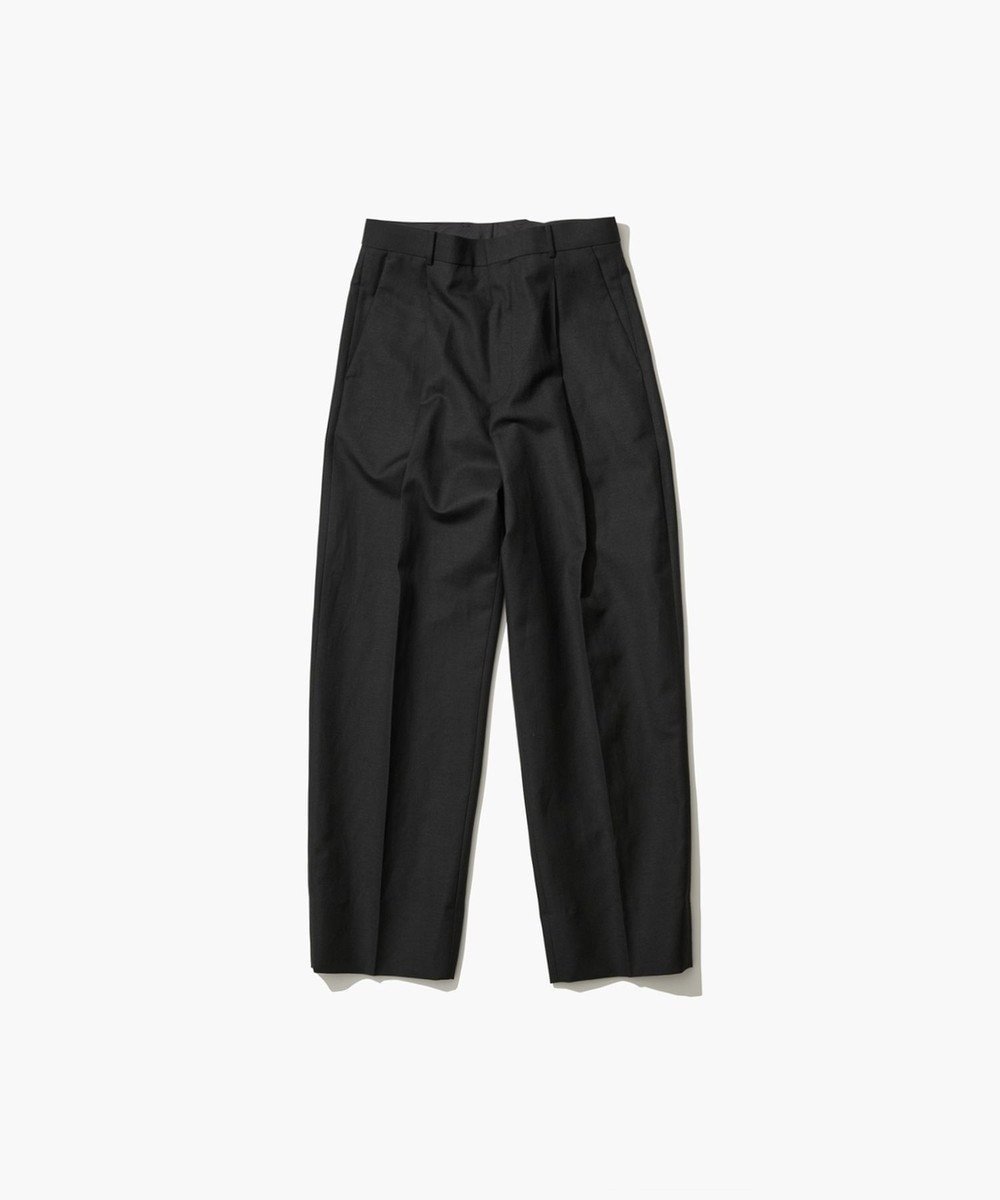 【エイトン/ATON】のWOOL LINEN SHARKSKIN テーパードタックパンツ インテリア・キッズ・メンズ・レディースファッション・服の通販 founy(ファニー) 　ファッション　Fashion　レディースファッション　Fashion for Women　パンツ　Pants & Trousers　ジャケット　Jacket, Outerwear　ダブル　Double, Double-Breasted　リネン　Linen, Linen Fabric　夏　Summer　春　Spring　S/S・春夏　SS, Spring/Summer, Warm Season　BLACK|ID: prp329100004567823 ipo3291000000032668159