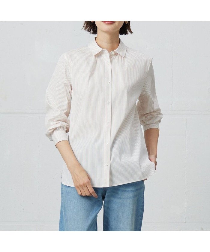 【ジェイ プレス/J.PRESS】の【洗える】BEZ VEGA シャツカラー ブラウス インテリア・キッズ・メンズ・レディースファッション・服の通販 founy(ファニー) https://founy.com/ ファッション Fashion レディースファッション Fashion for Women トップス・カットソー Cut & Sew Tops シャツ・ブラウス・オフィスカジュアル Elegant Blouses & Button-Ups 春 Spring 洗える Machine Washable ギャザー Gathered, Ruffled コンパクト Compact, Small Size ストライプ Stripe, Striped Pattern ストレッチ Stretch, Stretchy Fabric チュニック Tunic, Long Top バランス Balance, Style Balance ペーパー Paper, Kraft Paper 羽織 Haori, Light Jacket ラウンド Round, Round Neck S/S・春夏 SS, Spring/Summer, Warm Season 夏 Summer エレガント 上品 Elegant |ID: prp329100004567911 ipo3291000000035636550