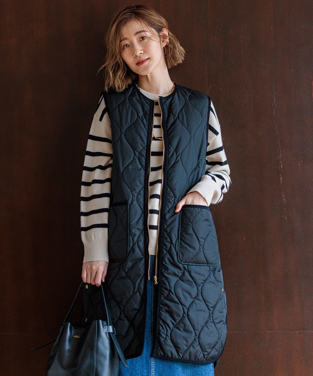 【23区/NIJYUSANKU】の【撥水加工】中綿 パディング ジレ インテリア・キッズ・メンズ・レディースファッション・服の通販 founy(ファニー) 　ファッション　Fashion　レディースファッション　WOMEN　アウター　Coat Outerwear　ジャケット　Jackets　アクセサリー　Accessories　インナー　Inner　コーデュロイ　Corduroy　軽量　Lightweight　ジャケット　Jacket　ストール　Stall　タフタ　Taffeta　ドット　Dot　人気　Popularity　パイピング　Piping　フラット　Flat　フロント　Front　ポケット　Pocket　ロング　Long　A/W・秋冬　Aw・Autumn/Winter・Fw・Fall-Winter　冬　Winter　2024年　2024　エレガント 上品　Elegant　2024-2025秋冬・A/W　Aw/Autumn/Winter/Fw/Fall/2024-2025　ブラック系|ID: prp329100004568319 ipo3291000000032317137