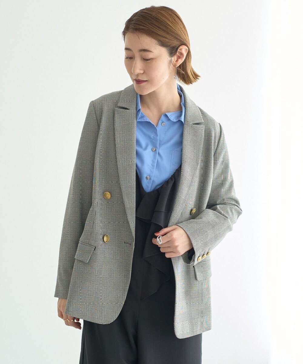 【イェッカ ヴェッカ/YECCA VECCA】の金釦テーラードジャケット インテリア・キッズ・メンズ・レディースファッション・服の通販 founy(ファニー) 　ファッション　Fashion　レディースファッション　Fashion for Women　アウター　Coat / Outerwear Collection　レディースジャケット・軽アウター　Jackets　テーラードジャケット / 通勤・きれいめスタイル　Tailored Jackets & Blazers　新作・新入荷　New Arrivals / New In　クラシカル　Classical, Vintage-Inspired　ジャケット　Jacket, Outerwear　ストレッチ　Stretch, Stretchy Fabric　ツイル　Twist, Twisted Detail　ポケット　Pocket, Pocket Detail　人気　Popular, Best Seller　定番　Standard, Basic Item　A/W・秋冬　Autumn/Winter　Check Ivory|ID: prp329100004568372 ipo3291000000033532053