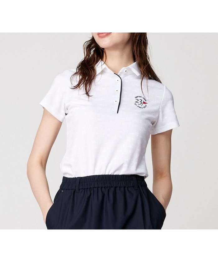 【23区 ゴルフ/NIJYUSANKU GOLF】の【WOMEN】フラッグロゴジャガード ポロシャツ インテリア・キッズ・メンズ・レディースファッション・服の通販 founy(ファニー) https://founy.com/ ファッション Fashion レディースファッション Ladies' Fashion Online トップス・カットソー Tops/Tshirt シャツ/ブラウス Shirts/Blouses ポロシャツ Polo Shirts ゴルフ Golf シンプル Simple ベーシック Basic ポロシャツ Polo Shirt ラグジュアリー Luxury 再入荷 Restock/Back In Stock/Re Arrival 半袖 Short Sleeve 吸水 Water Absorption 夏 Summer 春 Spring S/S・春夏 Ss・Spring/Summer 無地 Plain Color |ID: prp329100004568547 ipo3291000000032677387