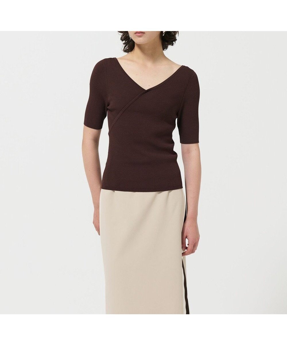 【グレース コンチネンタル/GRACE CONTINENTAL】のリブカシュクールニットトップ インテリア・キッズ・メンズ・レディースファッション・服の通販 founy(ファニー) ファッション Fashion レディースファッション Fashion for Women トップス・カットソー Cut & Sew Tops ニット Knit Tops & Sweaters コンパクト Compact, Small Size ベーシック Basic, Essential エレガント 上品 Elegant 夏 Summer S/S・春夏 SS, Spring/Summer, Warm Season A/W・秋冬 Autumn/Winter ブラウン|ID: prp329100004568650 ipo3291000000034628714