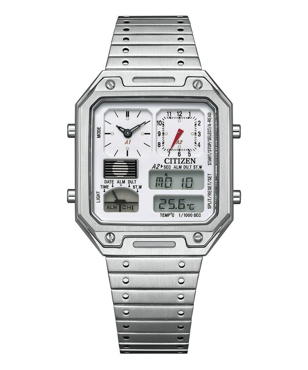 【シチズン/CITIZEN】の【復刻デザイン】1982年の「サーモセンサー」を現代風にリバイバル 温度センサー搭載のコンビネーションウオッチ インテリア・キッズ・メンズ・レディースファッション・服の通販 founy(ファニー) 　ファッション　Fashion　レディースファッション　WOMEN　腕時計　Watch　ガラス　Glass　クリスタル　Crystal　時計　Clock　ホワイト|ID: prp329100004568732 ipo3291000000032322218