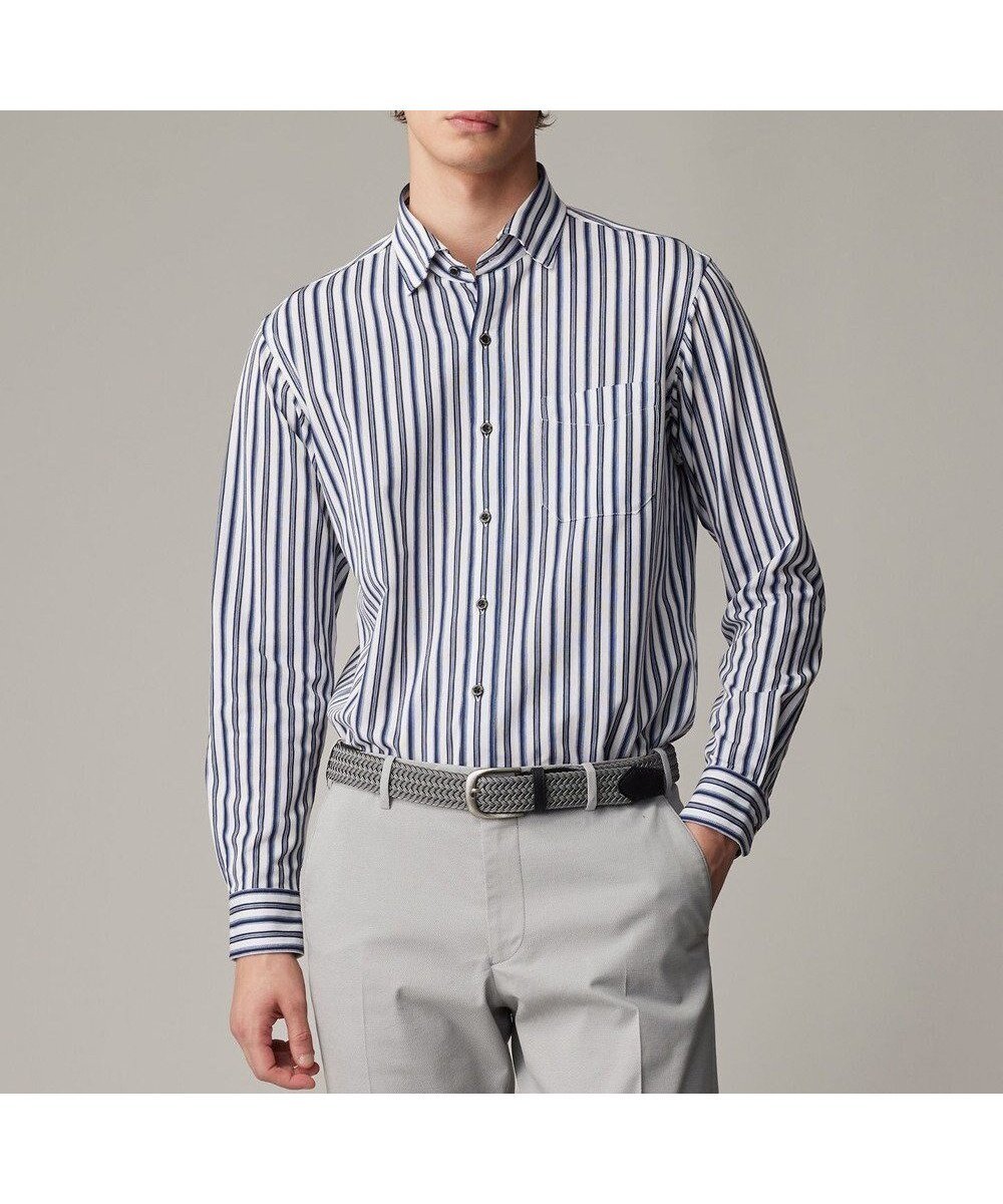【ジョセフ アブード/JOSEPH ABBOUD / MEN】の【ストレッチ・イージーケア】ジャージーストライプシャツ インテリア・キッズ・メンズ・レディースファッション・服の通販 founy(ファニー) 　ファッション　Fashion　メンズファッション　Men's Style Online　トップス・カットソー　Tops/Tshirt/Men　シャツ　Shirts　ウォッシュ　Wash　ストライプ　Stripe　ストレッチ　Stretch　夏　Summer　春　Spring　S/S・春夏　Ss・Spring/Summer　サックスブルー系1|ID: prp329100004568740 ipo3291000000032634482