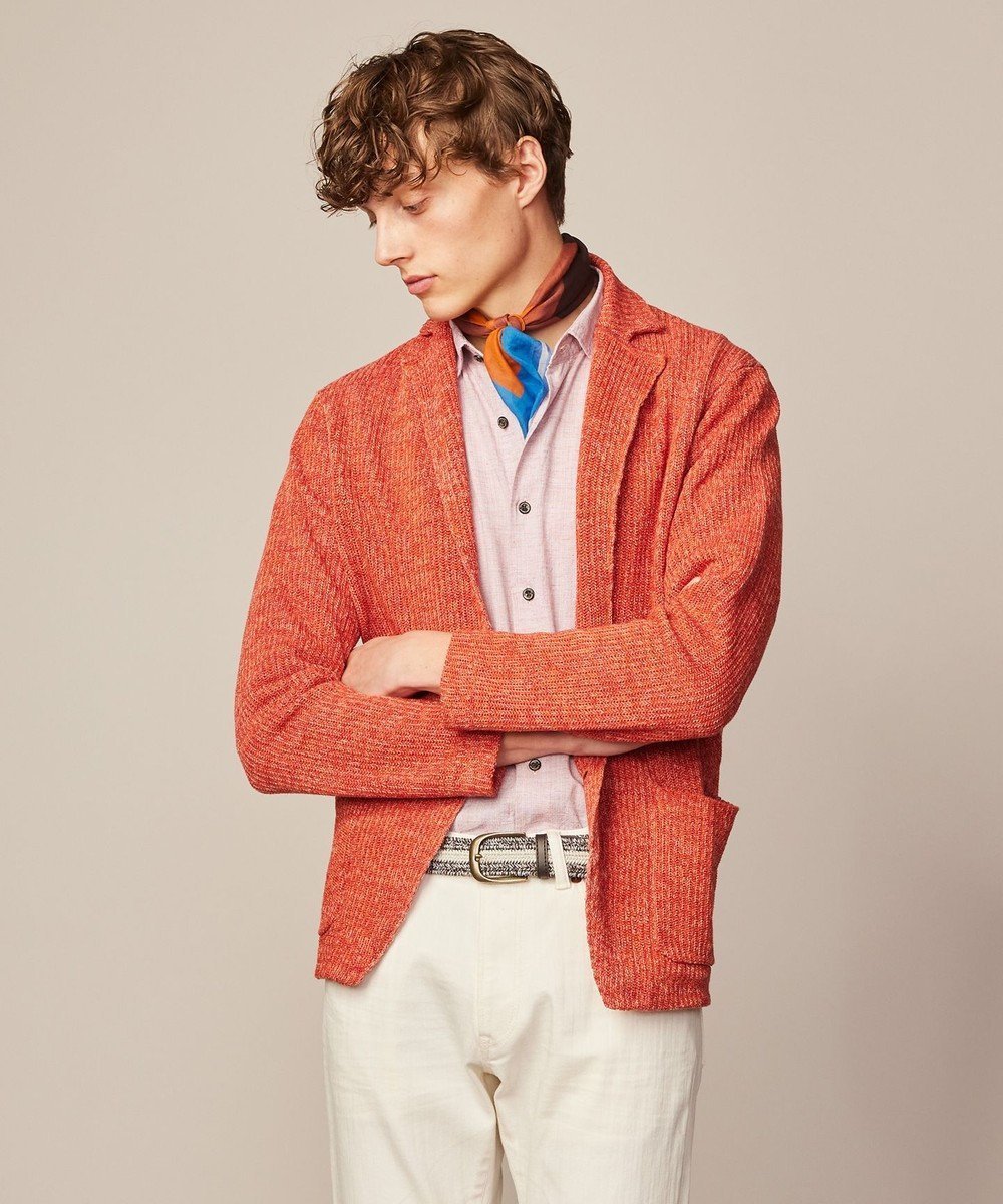 【ジョセフ アブード/JOSEPH ABBOUD / MEN】の【洗える】ストローヤーン ニット ジャケット インテリア・キッズ・メンズ・レディースファッション・服の通販 founy(ファニー) 　ファッション　Fashion　メンズファッション　Fashion for Men　トップス・カットソー　Cut & Sew Tops　ニット・セーター / 定番トップス　Knit Tops & Sweaters　カーディガン / 羽織り　Cardigans　春　Spring　洗える　Machine Washable　カーディガン　Cardigan, Knitwear　コーティング　Coating, Coated Finish　ジャケット　Jacket, Outerwear　羽織　Haori, Light Jacket　ミドル　Middle Length, Mid Height　S/S・春夏　SS, Spring/Summer, Warm Season　夏　Summer　オレンジ系|ID: prp329100004568750 ipo3291000000033344981