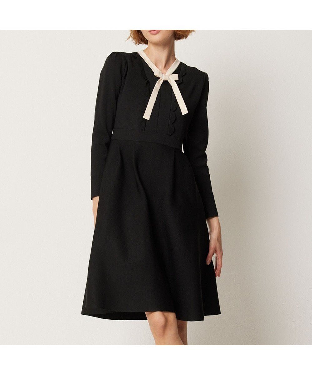 【トッカ/TOCCA】の【洗える】BAR RIBBON KNIT DRESS ニットドレス インテリア・キッズ・メンズ・レディースファッション・服の通販 founy(ファニー) 　ファッション　Fashion　レディースファッション　Fashion for Women　ワンピース　Dresses　フォーマル・パーティードレス・結婚式用ドレス　Elegant & Casual Dresses　ニットワンピース　Knit Dresses　ドレス　Dress, One-Piece　リボン　Ribbon, Bow　洗える　Machine Washable　A/W・秋冬　Autumn/Winter　ブラック×アイボリー系|ID: prp329100004568777 ipo3291000000033440495