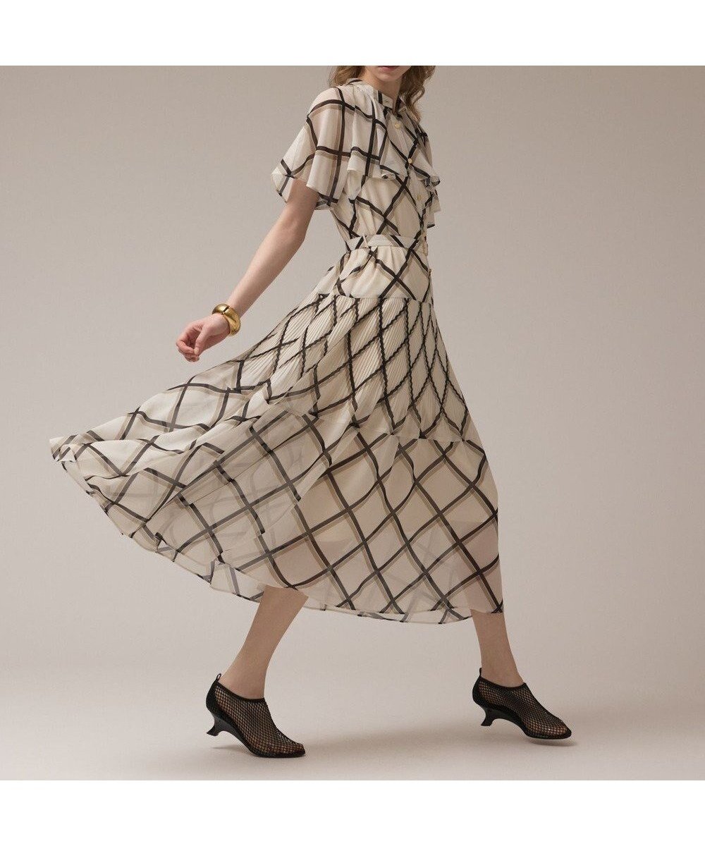 【グレース コンチネンタル/GRACE CONTINENTAL】のチェックプリントプリーツワンピース インテリア・キッズ・メンズ・レディースファッション・服の通販 founy(ファニー) ファッション Fashion レディースファッション Fashion for Women ワンピース Dresses 春 Spring 秋 Autumn クラシカル Classical, Vintage-Inspired スタンド Stand Collar, Upright Stand スリーブ Sleeve, Long Sleeve / Short Sleeve チェック Check, Plaid, Tartan バランス Balance, Style Balance パターン Pattern, Design Print フリル Frill, Ruffle プリント Print, Printed Pattern プリーツ Pleats, Pleated ロング Long, Long-Length S/S・春夏 SS, Spring/Summer, Warm Season 夏 Summer エレガント 上品 Elegant ベージュ|ID: prp329100004569262 ipo3291000000033658562