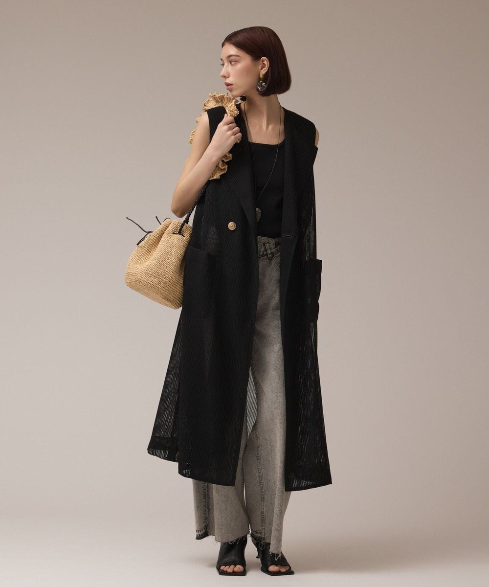 【グレース コンチネンタル/GRACE CONTINENTAL】のカラミロングジレ インテリア・キッズ・メンズ・レディースファッション・服の通販 founy(ファニー) 　ファッション　Fashion　レディースファッション　Fashion for Women　アウター　Coat / Outerwear Collection　トップス・カットソー　Cut & Sew Tops　ベスト&ジレ / 重ね着スタイル　Vests & Gilets　シアー　Sheer, See-Through　シンプル　Simple, Minimal　バランス　Balance, Style Balance　ベスト　Vest, Waistcoat　ベーシック　Basic, Essential　メッシュ　Mesh, Net Fabric　ロング　Long, Long-Length　エレガント 上品　Elegant　夏　Summer　春　Spring　S/S・春夏　SS, Spring/Summer, Warm Season　ブラック|ID: prp329100004569270 ipo3291000000032725594