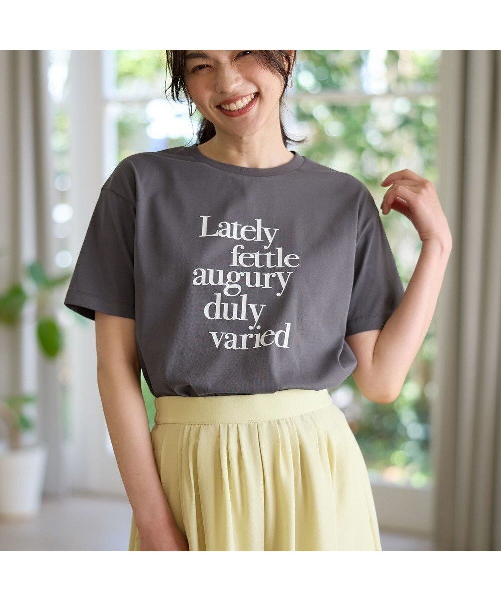 【エニィファム/any FAM】の【洗濯機可/UVケア/接触冷感】半袖ロゴTシャツ インテリア・キッズ・メンズ・レディースファッション・服の通販 founy(ファニー) 　ファッション　Fashion　レディースファッション　WOMEN　トップス・カットソー　Tops/Tshirt　シャツ/ブラウス　Shirts/Blouses　ロング / Tシャツ　T-Shirts　カットソー　Cut and Sewn　インナー　Inner　春　Spring　カットソー　Cut And Sew　ジャケット　Jacket　フレア　Flare　プリント　Print　プリーツ　Pleats　ベーシック　Basic　半袖　Short Sleeve　ロング　Long　S/S・春夏　Ss・Spring/Summer　NEW・新作・新着・新入荷　New Arrivals　夏　Summer　チャコール[ロゴプリント]|ID: prp329100004569288 ipo3291000000032327407