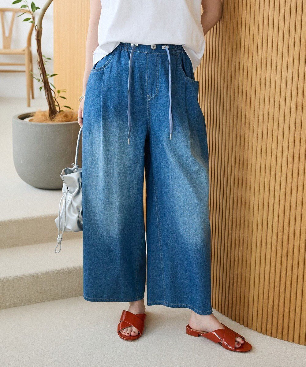 【グリーンパークス/Green Parks】のライトデニムワイドパンツ インテリア・キッズ・メンズ・レディースファッション・服の通販 founy(ファニー) 　ファッション　Fashion　レディースファッション　Fashion for Women　パンツ　Pants & Trousers　デニムパンツ・ジーンズ・美脚デニム　Denim Jeans & Pants　おすすめ　Recommended / Our Picks　デニム　Denim, Jeans Material　ポケット　Pocket, Pocket Detail　ルーズ　Loose, Oversized　ロング　Long, Long-Length　ワイド　Wide, Wide Fit　夏　Summer　春　Spring　S/S・春夏　SS, Spring/Summer, Warm Season　Indigo|ID: prp329100004569345 ipo3291000000032327779