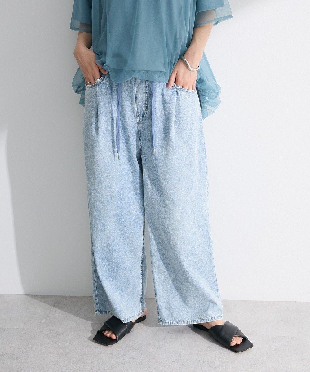 【グリーンパークス/Green Parks】のライトデニムワイドパンツ インテリア・キッズ・メンズ・レディースファッション・服の通販 founy(ファニー) 　ファッション　Fashion　レディースファッション　Fashion for Women　パンツ　Pants & Trousers　デニムパンツ・ジーンズ・美脚デニム　Denim Jeans & Pants　おすすめ　Recommended / Our Picks　デニム　Denim, Jeans Material　ポケット　Pocket, Pocket Detail　ルーズ　Loose, Oversized　ロング　Long, Long-Length　ワイド　Wide, Wide Fit　夏　Summer　春　Spring　S/S・春夏　SS, Spring/Summer, Warm Season　Light Indigo|ID: prp329100004569345 ipo3291000000032327786