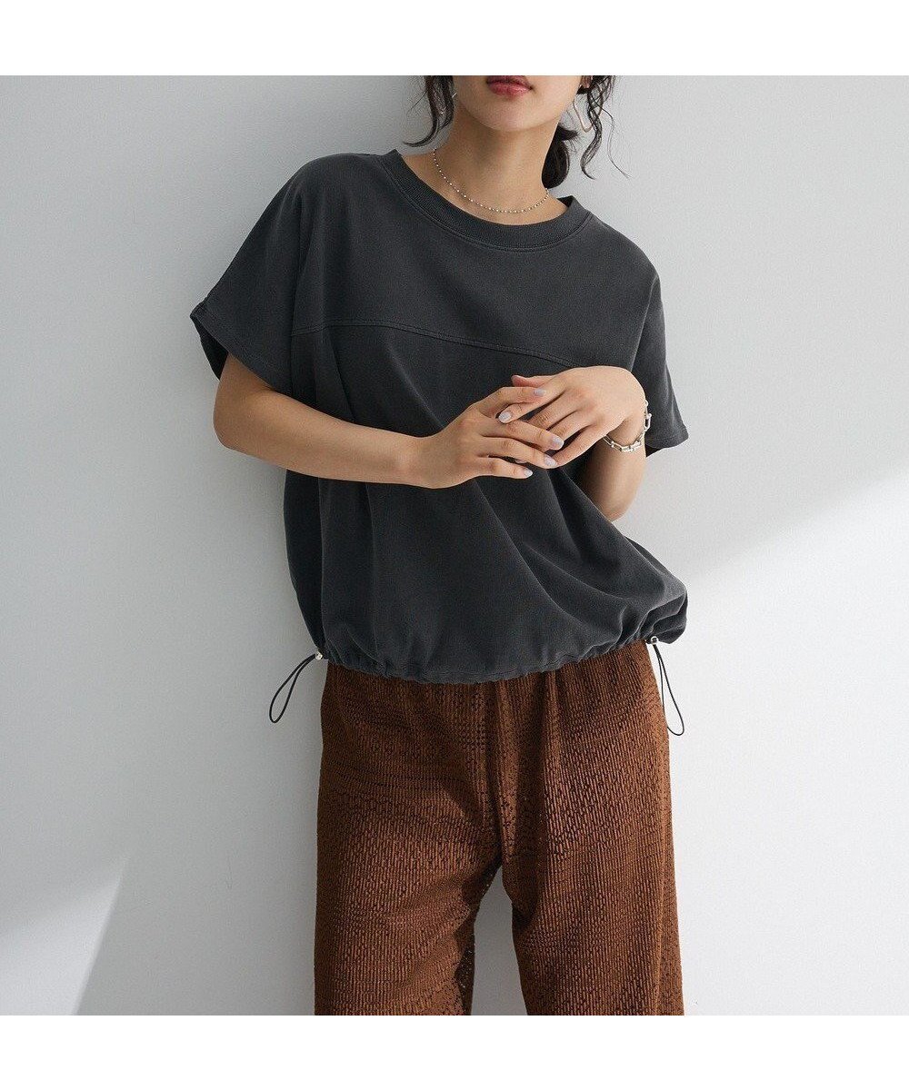 【グリーンパークス/Green Parks】の裾ドロストバルーンTEE インテリア・キッズ・メンズ・レディースファッション・服の通販 founy(ファニー) 　ファッション　Fashion　レディースファッション　Fashion for Women　トップス・カットソー　Cut & Sew Tops　シャツ・ブラウス・オフィスカジュアル　Elegant Blouses & Button-Ups　ロングTシャツ・Tシャツ　Longline T-Shirts & Tees　カットソー・ベーシックTシャツ　Cut-and-Sewn Tops / Stretch Tees & Basics　おすすめ　Recommended / Our Picks　カットソー　Cut and Sewn Top　ショルダー　Shoulder, Shoulder Strap　トレンド　Trend, Trending Now　ドロップ　Drop Shoulder, Dropped Style　バルーン　Balloon, Balloon Silhouette　フォルム　Silhouette, Form　フレンチ　French, French Style　ポケット　Pocket, Pocket Detail　夏　Summer　春　Spring　S/S・春夏　SS, Spring/Summer, Warm Season　Charcoal Gray|ID: prp329100004569386 ipo3291000000032328031