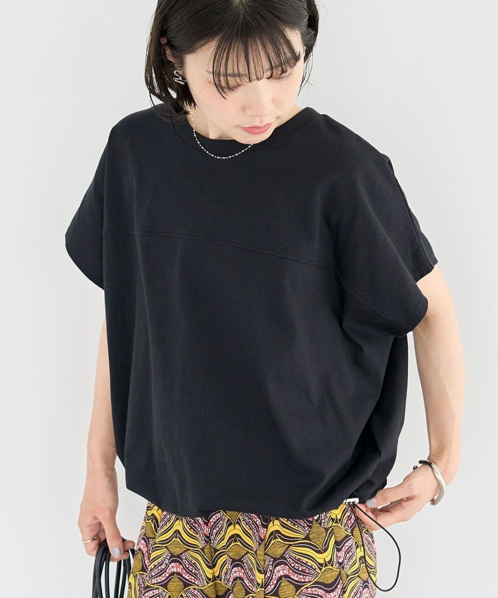 【グリーンパークス/Green Parks】の裾ドロストバルーンTEE インテリア・キッズ・メンズ・レディースファッション・服の通販 founy(ファニー) 　ファッション　Fashion　レディースファッション　Fashion for Women　トップス・カットソー　Cut & Sew Tops　シャツ・ブラウス・オフィスカジュアル　Elegant Blouses & Button-Ups　ロングTシャツ・Tシャツ　Longline T-Shirts & Tees　カットソー・ベーシックTシャツ　Cut-and-Sewn Tops / Stretch Tees & Basics　おすすめ　Recommended / Our Picks　カットソー　Cut and Sewn Top　ショルダー　Shoulder, Shoulder Strap　トレンド　Trend, Trending Now　ドロップ　Drop Shoulder, Dropped Style　バルーン　Balloon, Balloon Silhouette　フォルム　Silhouette, Form　フレンチ　French, French Style　ポケット　Pocket, Pocket Detail　夏　Summer　春　Spring　S/S・春夏　SS, Spring/Summer, Warm Season　Black|ID: prp329100004569386 ipo3291000000032328032