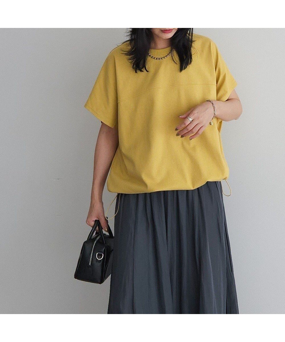 【グリーンパークス/Green Parks】の裾ドロストバルーンTEE インテリア・キッズ・メンズ・レディースファッション・服の通販 founy(ファニー) 　ファッション　Fashion　レディースファッション　Fashion for Women　トップス・カットソー　Cut & Sew Tops　シャツ・ブラウス・オフィスカジュアル　Elegant Blouses & Button-Ups　ロングTシャツ・Tシャツ　Longline T-Shirts & Tees　カットソー・ベーシックTシャツ　Cut-and-Sewn Tops / Stretch Tees & Basics　おすすめ　Recommended / Our Picks　カットソー　Cut and Sewn Top　ショルダー　Shoulder, Shoulder Strap　トレンド　Trend, Trending Now　ドロップ　Drop Shoulder, Dropped Style　バルーン　Balloon, Balloon Silhouette　フォルム　Silhouette, Form　フレンチ　French, French Style　ポケット　Pocket, Pocket Detail　夏　Summer　春　Spring　S/S・春夏　SS, Spring/Summer, Warm Season　Yellow|ID: prp329100004569386 ipo3291000000032328043