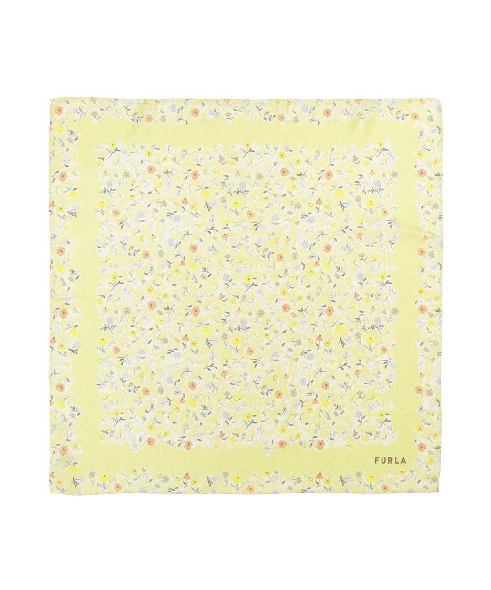 【ムーンバット/MOONBAT】の【シルク100%】フルラ (FURLA) 小花柄 シルクプリントスカーフ 58cm×58cm インテリア・キッズ・メンズ・レディースファッション・服の通販 founy(ファニー) 　ファッション　Fashion　レディースファッション　Fashion for Women　イタリア　Italy　エレガント 上品　Elegant　コレクション　Collection, Seasonal Line　シルク　Silk, 100% Silk　スカーフ　Scarf, Neckwear　なめらか　Smooth, Silky Texture　バンダナ　Bandana, Head Scarf　パターン　Pattern, Design Print　ランダム　Random, Irregular　ライトイエロー|ID: prp329100004569762 ipo3291000000033587352