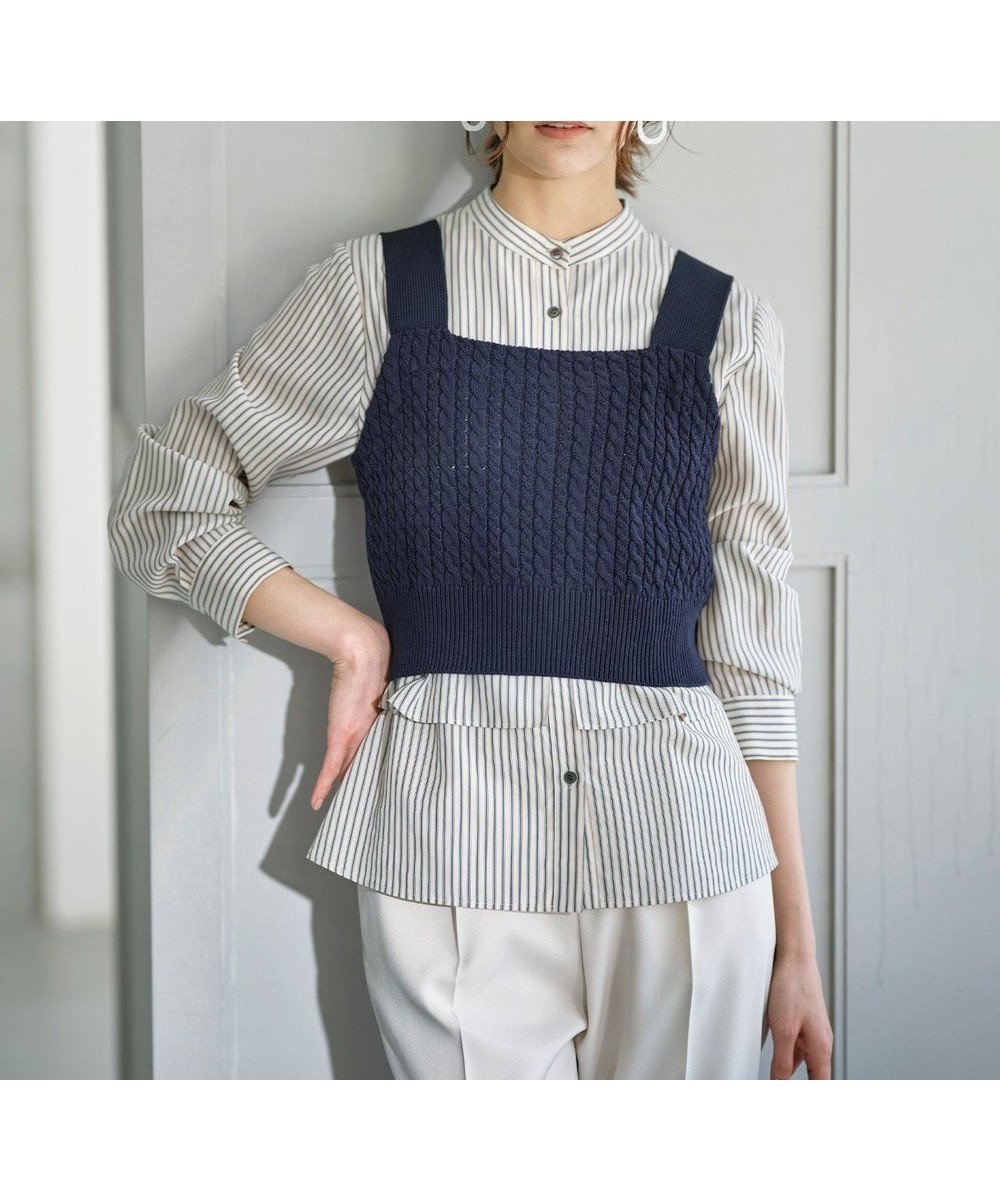 【組曲/KUMIKYOKU】の【WEB限定】CHAI ニットビスチェ インテリア・キッズ・メンズ・レディースファッション・服の通販 founy(ファニー) 　ファッション　Fashion　レディースファッション　Ladies' Fashion Online　アウター　Coat Outerwear　トップス・カットソー　Tops/Tshirt　ニット　Knit Tops　ベスト/ジレ　Gilets/Vests　ビスチェ　Bustier　アンサンブル　Ensemble　春　Spring　カーディガン　Cardigan　クラシカル　Classical　コンパクト　Compact　ストレッチ　Stretch　ベスト　Vest　S/S・春夏　Ss・Spring/Summer　おすすめ　Recommend　夏　Summer　エレガント 上品　Elegant　ネイビー系|ID: prp329100004569802 ipo3291000000032618117