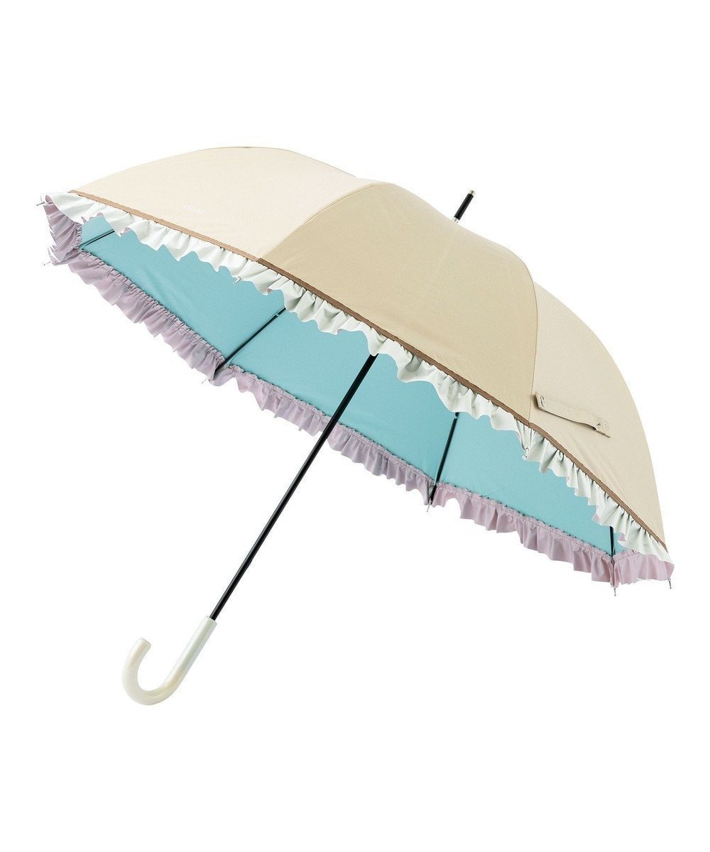 【ムーンバット/MOONBAT】のestaa 晴雨兼用 長傘 バイカラーフリル 日傘 遮光 遮熱 UV インテリア・キッズ・メンズ・レディースファッション・服の通販 founy(ファニー) 　ファッション　Fashion　レディースファッション　Ladies' Fashion Online　傘 / レイングッズ　Umbrellas/Rainwear　傘　Umbrella　日傘　Parasol　ベージュ|ID: prp329100004569895 ipo3291000000032527189