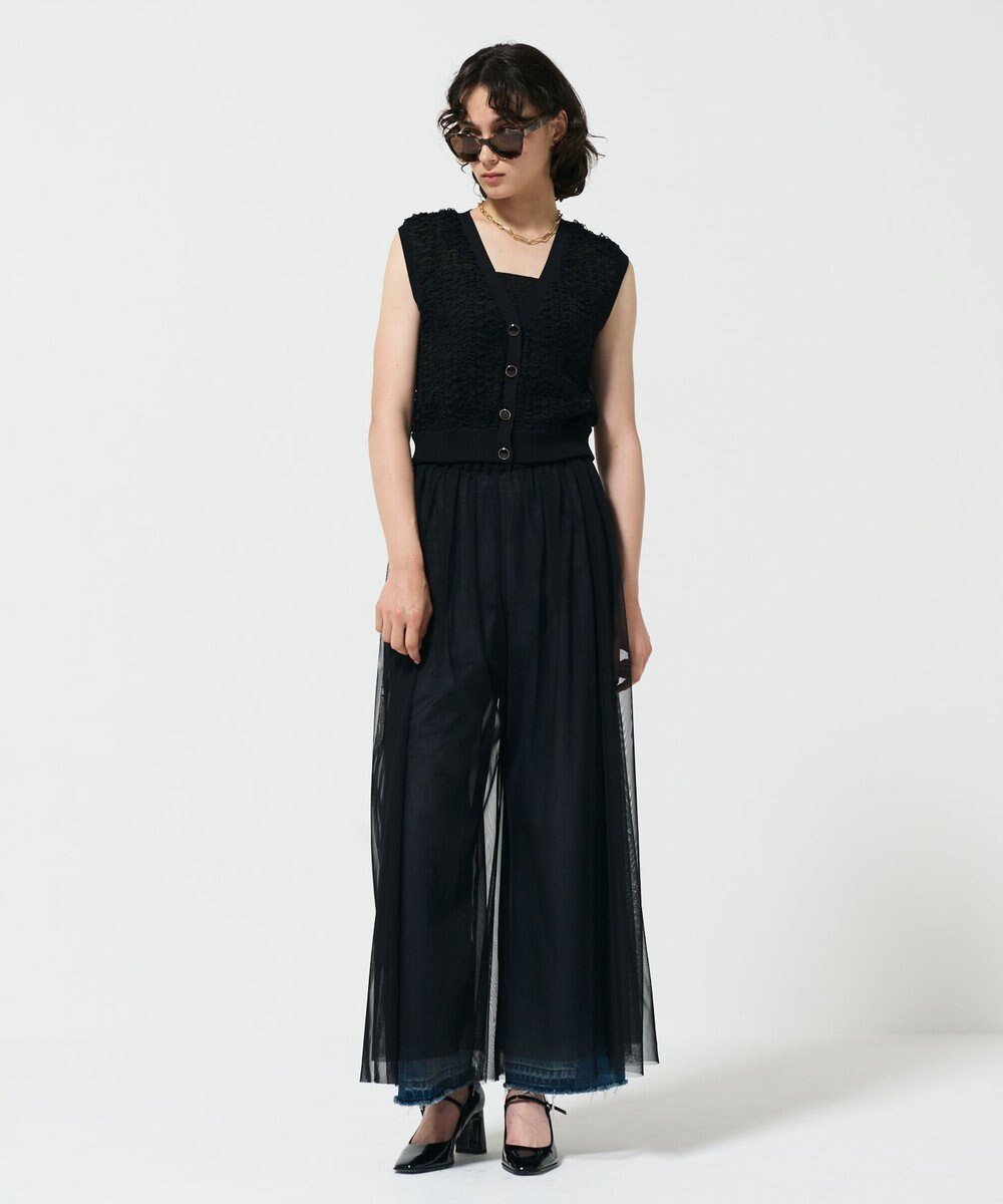【グレース コンチネンタル/GRACE CONTINENTAL】のチュールレイヤードパンツ インテリア・キッズ・メンズ・レディースファッション・服の通販 founy(ファニー) 　ファッション　Fashion　レディースファッション　Fashion for Women　パンツ　Pants & Trousers　シアー　Sheer, See-Through　リラックス　Relax, Relaxed Fit　ワイド　Wide, Wide Fit　夏　Summer　S/S・春夏　SS, Spring/Summer, Warm Season　A/W・秋冬　Autumn/Winter　ブラック|ID: prp329100004570250 ipo3291000000033685354