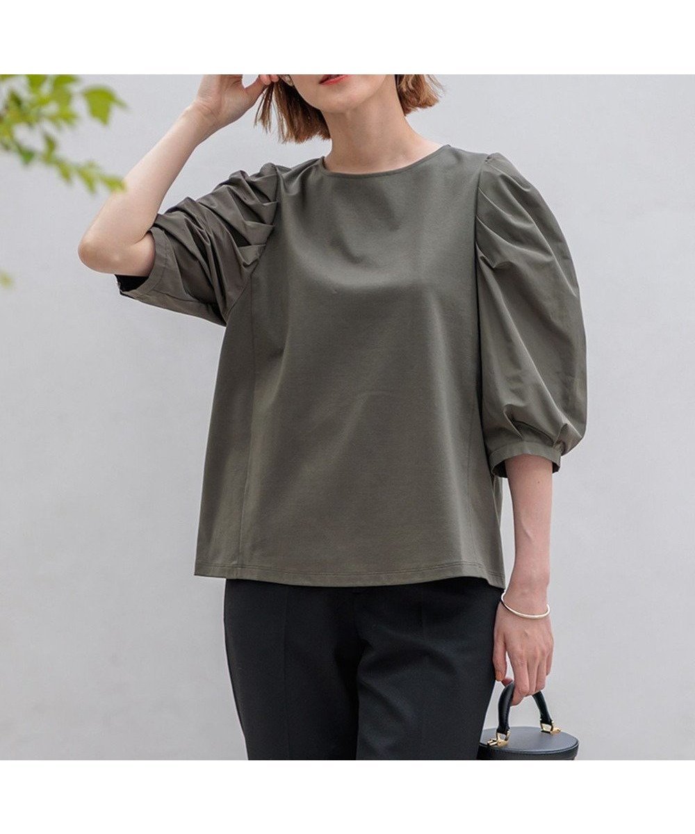 【23区/NIJYUSANKU】の【一部店舗限定】コットンポンチコンビジャージー コクーンスリーブ カットソー インテリア・キッズ・メンズ・レディースファッション・服の通販 founy(ファニー) ファッション Fashion レディースファッション Fashion for Women トップス・カットソー Cut & Sew Tops シャツ・ブラウス・オフィスカジュアル Elegant Blouses & Button-Ups ロングTシャツ・Tシャツ Longline T-Shirts & Tees カットソー・ベーシックTシャツ Cut-and-Sewn Tops / Stretch Tees & Basics カットソー Cut and Sewn Top コンパクト Compact, Small Size シンプル Simple, Minimal デニム Denim, Jeans Material バランス Balance, Style Balance ベーシック Basic, Essential ペプラム Peplum, Flared Hem ボトム Bottoms, Lower Wear レギュラー Regular, Standard Fit A/W・秋冬 Autumn/Winter 2024年 2024 エレガント 上品 Elegant 2024-2025秋冬・A/W Autumn/Winter 2024–25 AW24–25 カーキ系|ID: prp329100004570251 ipo3291000000033585638