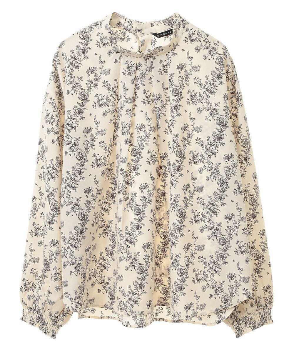 【イェッカ ヴェッカ/YECCA VECCA】のフラワー柄ハイネックブラウス インテリア・キッズ・メンズ・レディースファッション・服の通販 founy(ファニー) 　ファッション　Fashion　レディースファッション　Ladies' Fashion Online　トップス・カットソー　Tops/Tshirt　シャツ/ブラウス　Shirts/Blouses　おすすめ　Recommend　エレガント 上品　Elegant　ショルダー　Shoulder　スタンド　Stand　ドロップ　Drop　ハイネック　High Neck　フェミニン　Feminine　フォーマル　Formal　フラワー　Flower　フレア　Flare　ポケット　Pocket　A/W・秋冬　Aw・Autumn/Winter・Fw・Fall-Winter　Ivory|ID: prp329100004570298 ipo3291000000032337077