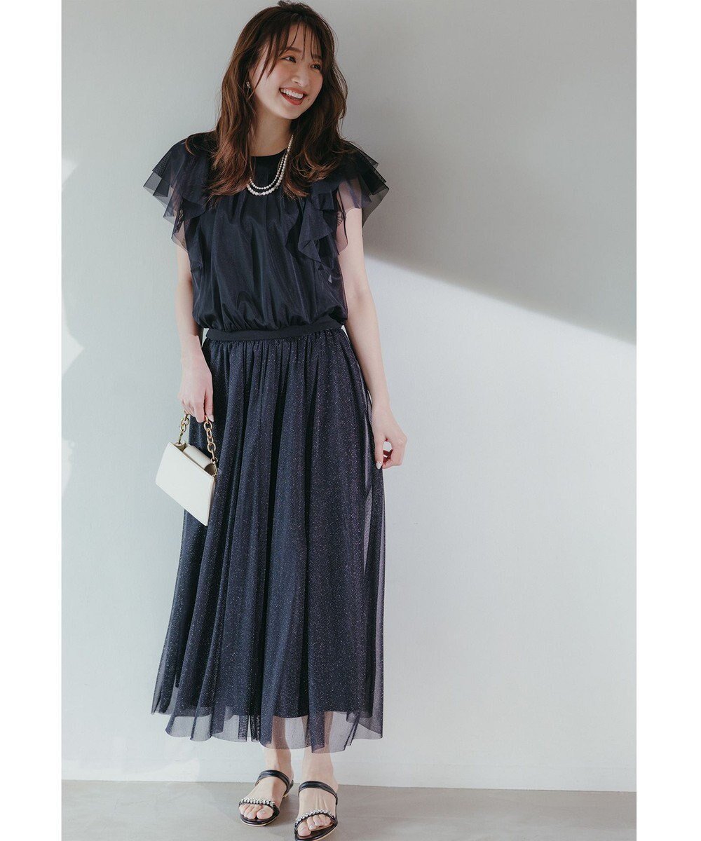 【エニィ スィス/any SiS】の【洗える】ラッフルチュール プルオーバー インテリア・キッズ・メンズ・レディースファッション・服の通販 founy(ファニー) ファッション Fashion レディースファッション Fashion for Women トップス・カットソー Cut & Sew Tops シャツ・ブラウス・オフィスカジュアル Elegant Blouses & Button-Ups ロングTシャツ・Tシャツ Longline T-Shirts & Tees カジュアルプルオーバー・ニットトップス Pullovers & Knit Tops / Casual Pullovers カットソー・ベーシックTシャツ Cut-and-Sewn Tops / Stretch Tees & Basics カットソー Cut and Sewn Top コンパクト Compact, Small Size シアー Sheer, See-Through チュール Tulip, Tulip Motif フィット Fit, Slim Fit フェミニン Feminine, Girly 夏 Summer 春 Spring S/S・春夏 SS, Spring/Summer, Warm Season 洗える Machine Washable ブラック|ID: prp329100004570300 ipo3291000000034745612