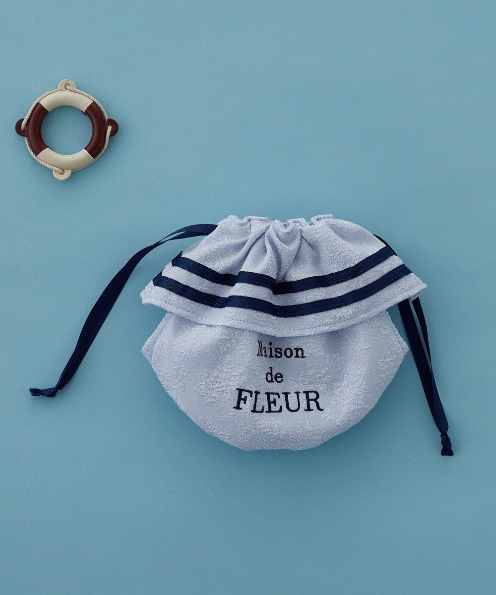 【メゾンドフルール/Maison de FLEUR】のラインリボンジャカード巾着ポーチ インテリア・キッズ・メンズ・レディースファッション・服の通販 founy(ファニー) 　ファッション　Fashion　レディースファッション　Ladies' Fashion Online　財布　Wallets　ポーチ　Pouches　フォルム　Form　ポーチ　Pouch　エレガント 上品　Elegant　巾着　Purse　財布　Wallet　Light Blue|ID: prp329100004570328 ipo3291000000032337394
