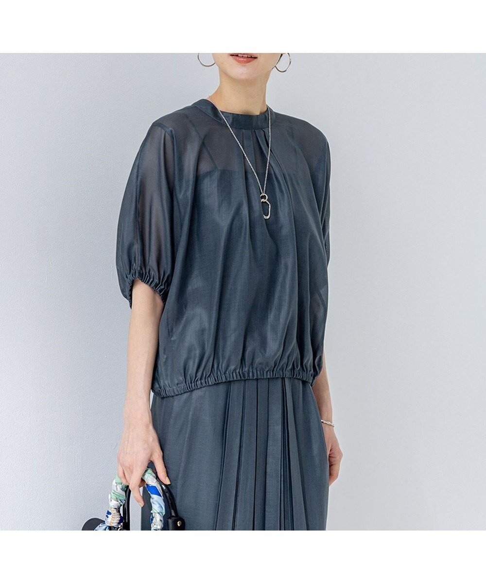 【23区/NIJYUSANKU】の【洗える】ソフトシアーフィルム コンパクト ブラウス インテリア・キッズ・メンズ・レディースファッション・服の通販 founy(ファニー)  ファッション Fashion レディースファッション Fashion for Women トップス・カットソー Cut & Sew Tops シャツ・ブラウス・オフィスカジュアル Elegant Blouses & Button-Ups オレンジ Orange オーガンジー Organza Fabric 春 Spring 洗える Machine Washable ギャザー Gathered, Ruffled コンパクト Compact, Small Size デニム Denim, Jeans Material トレンド Trend, Trending Now フレア Flare, Flared S/S・春夏 SS, Spring/Summer, Warm Season おすすめ Recommended / Our Picks 夏 Summer エレガント 上品 Elegant 2025年 2025 2025春夏・S/S Spring/Summer 2025 SS25 ダークグリーン系|ID: prp329100004570363 ipo3291000000033350400