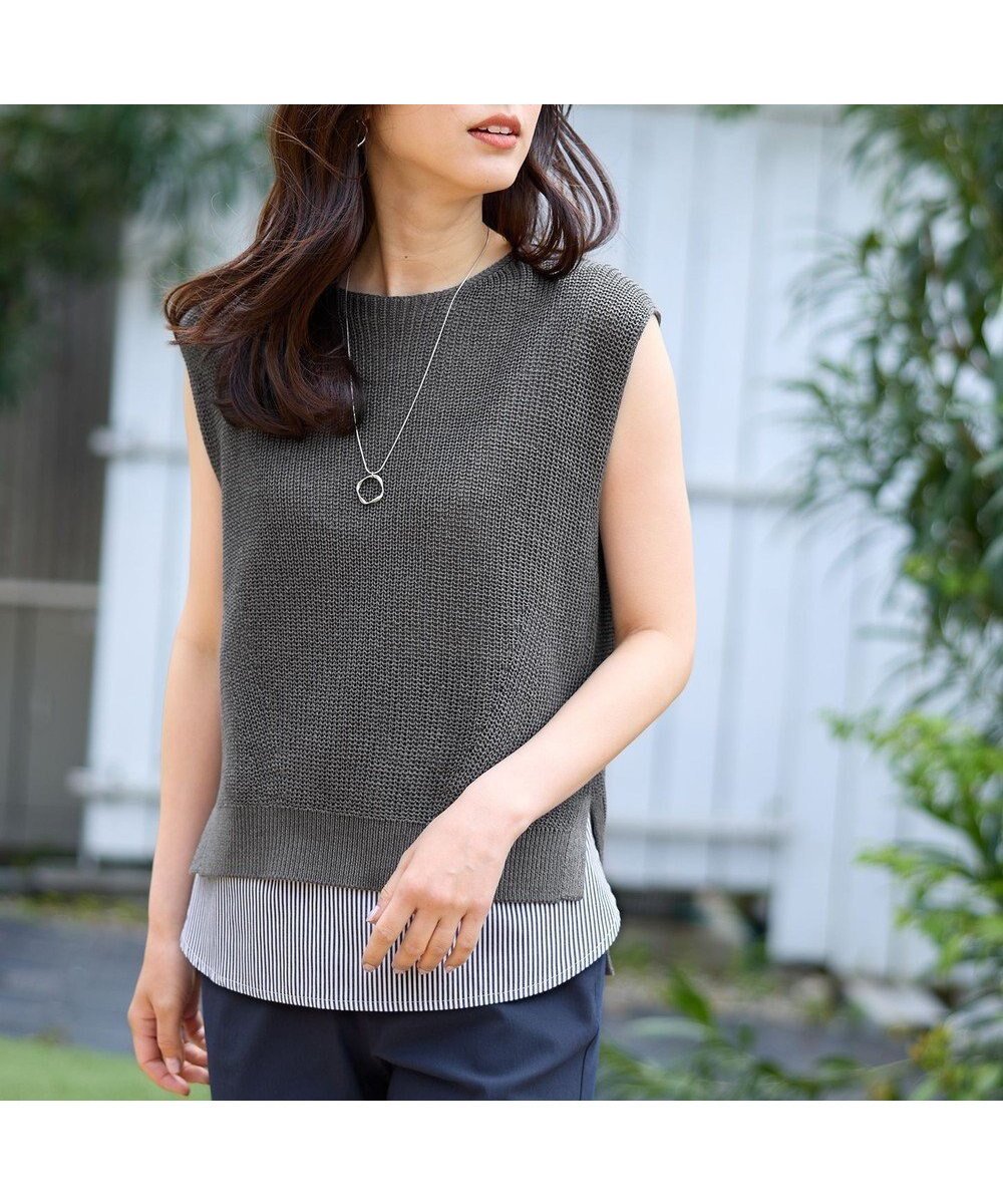 【エニィファム/any FAM】の【洗濯機可/アンチピリング】ギマノースリーブニット 人気、トレンドファッション・服の通販 founy(ファニー) 　ファッション　Fashion　レディースファッション　Fashion for Women　トップス・カットソー　Cut & Sew Tops　ニット　Knit Tops & Sweaters　キャミソール&ノースリーブ　Camisoles & Sleeveless Tops　インナー　Innerwear　サマー　Summer, Summer Style　ジャケット　Jacket, Outerwear　セーター　Sweater, Knitwear　デニム　Denim, Jeans Material　夏　Summer　春　Spring　S/S・春夏　SS, Spring/Summer, Warm Season　畦　Ribbed Knit　 other-1|ID: prp329100004570720 ipo3291000000032340296