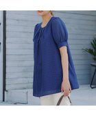 【ティアクラッセ/Tiaclasse】の【洗える】シアーチェックパフスリーブチュニックブラウス ブルー|ID: prp329100004570727 ipo3291000000032340353