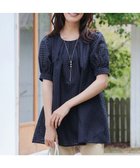 【ティアクラッセ/Tiaclasse】の【洗える】シアーチェックパフスリーブチュニックブラウス ネイビー|ID: prp329100004570727 ipo3291000000032340354