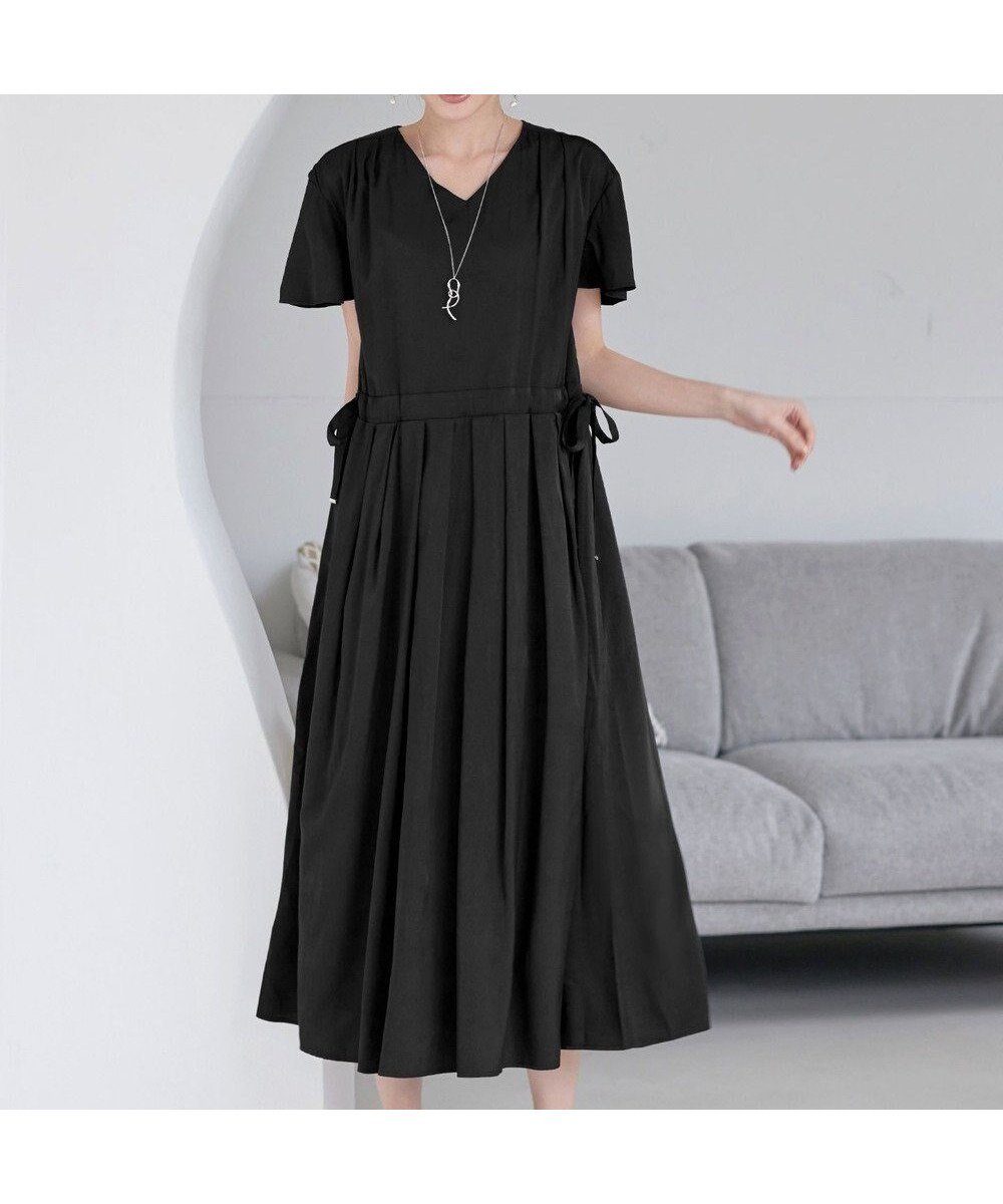 【ティアクラッセ/Tiaclasse】の【洗える】サイドリボンドロストワンピース インテリア・キッズ・メンズ・レディースファッション・服の通販 founy(ファニー) ファッション Fashion レディースファッション Fashion for Women ワンピース Dresses アクセサリー Fashion Accessories 春 Spring 洗える Machine Washable カーディガン Cardigan, Knitwear サンダル Sandals, Summer Shoes チュニック Tunic, Long Top ドロップ Drop Shoulder, Dropped Style フィット Fit, Slim Fit フレア Flare, Flared ポケット Pocket, Pocket Detail 楽ちん Easy Fit, Comfortable S/S・春夏 SS, Spring/Summer, Warm Season 再入荷 Restock / Back in Stock 夏 Summer 新作・新入荷 New Arrivals / New In ブラック|ID: prp329100004570751 ipo3291000000036255850
