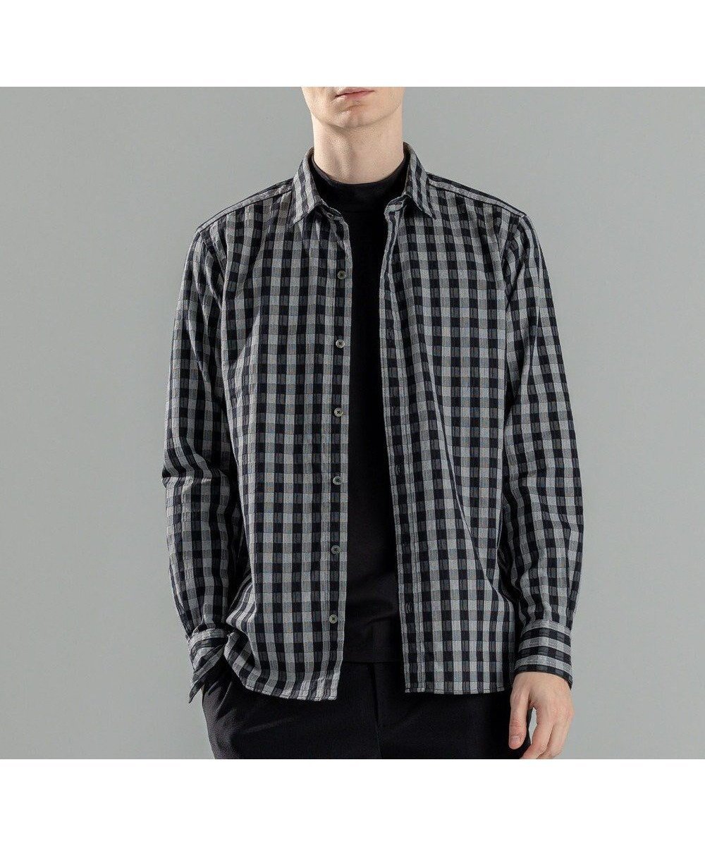 【ジョゼフ オム/JOSEPH HOMME / MEN】の新柄【オリジナル素材】ギンガムシャンブレーストレッチ レギュラーカラーシャツ インテリア・キッズ・メンズ・レディースファッション・服の通販 founy(ファニー) 　ファッション　Fashion　メンズファッション　Fashion for Men　トップス・カットソー　Cut & Sew Tops　メンズシャツ　Shirts　シェイプ　Shape, Slim Fit　シンプル　Simple, Minimal　ストレッチ　Stretch, Stretchy Fabric　夏　Summer　春　Spring　S/S・春夏　SS, Spring/Summer, Warm Season　長袖　Long Sleeve, Full Sleeve　グレー系|ID: prp329100004571711 ipo3291000000034188407