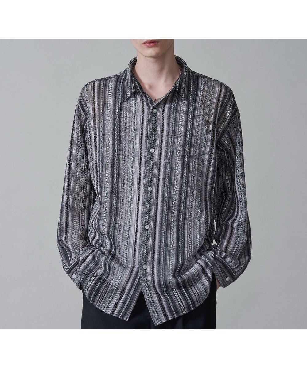 【ウィゴー/WEGO / MEN】のストライプメッシュBIGシャツ(LS) インテリア・キッズ・メンズ・レディースファッション・服の通販 founy(ファニー) 　ファッション　Fashion　メンズファッション　MEN　トップス・カットソー　Tops/Tshirt/Men　シャツ　Shirts　春　Spring　ストライプ　Stripe　スマホ　Smartphone　スラックス　Slacks　透かし　Watermark　デニム　Denim　長袖　Long Sleeve　ビッグ　Big　メッシュ　Mesh　ルーズ　Loose　S/S・春夏　Ss・Spring/Summer　再入荷　Restock/Back In Stock/Re Arrival　おすすめ　Recommend　夏　Summer　グレー|ID: prp329100004571715 ipo3291000000032349003