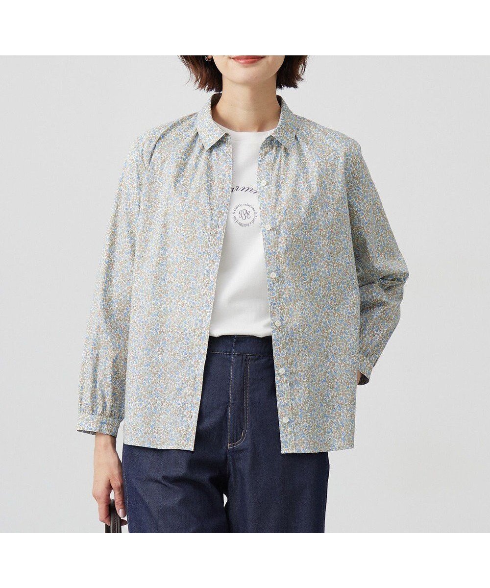 【ジェイ プレス/J.PRESS】の【洗える】Liberty シャツカラー スキッパー ブラウス インテリア・キッズ・メンズ・レディースファッション・服の通販 founy(ファニー) 　ファッション　Fashion　レディースファッション　Fashion for Women　トップス・カットソー　Cut & Sew Tops　シャツ・ブラウス・オフィスカジュアル　Elegant Blouses & Button-Ups　春　Spring　洗える　Machine Washable　ギャザー　Gathered, Ruffled　コレクション　Collection, Seasonal Line　シンプル　Simple, Minimal　スキッパー　Skipper, Open Collar　S/S・春夏　SS, Spring/Summer, Warm Season　夏　Summer　グリーン系|ID: prp329100004571746 ipo3291000000033404360